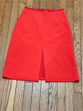 H&M Bright Red Pencil Skirt with Front Vent